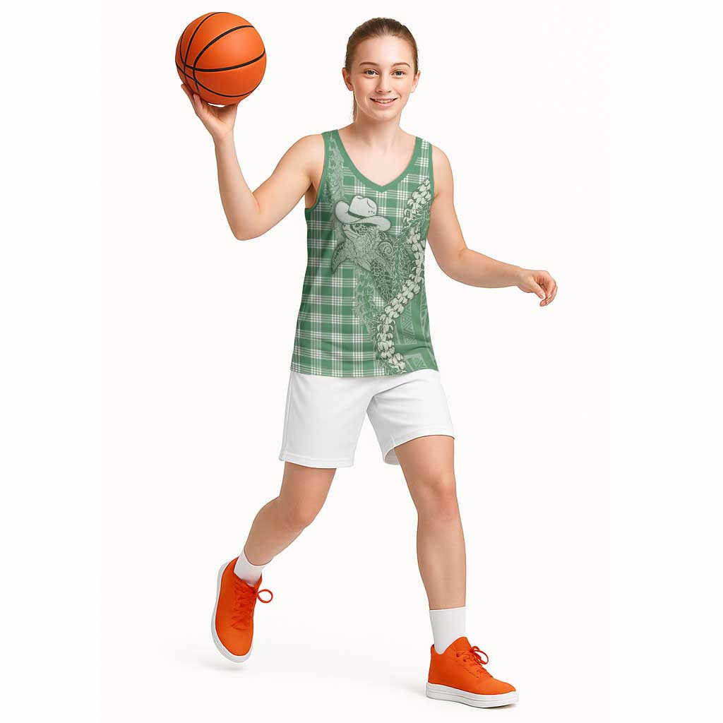 Green Hawaii Palaka Cowboy Turtle Basketball Jersey Hawaiian Paniolo Puakenikeni Maile Lei DT05 - Polynesian Pride