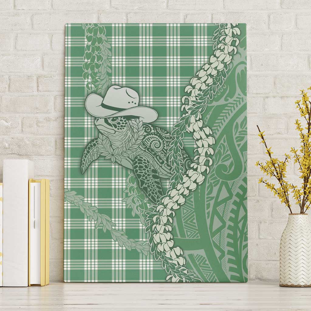 Green Hawaii Palaka Cowboy Turtle Canvas Wall Art Hawaiian Paniolo Puakenikeni Maile Lei DT05 Without Frame Green - Polynesian Pride