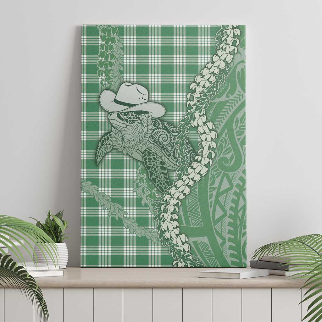Green Hawaii Palaka Cowboy Turtle Canvas Wall Art Hawaiian Paniolo Puakenikeni Maile Lei DT05 - Polynesian Pride