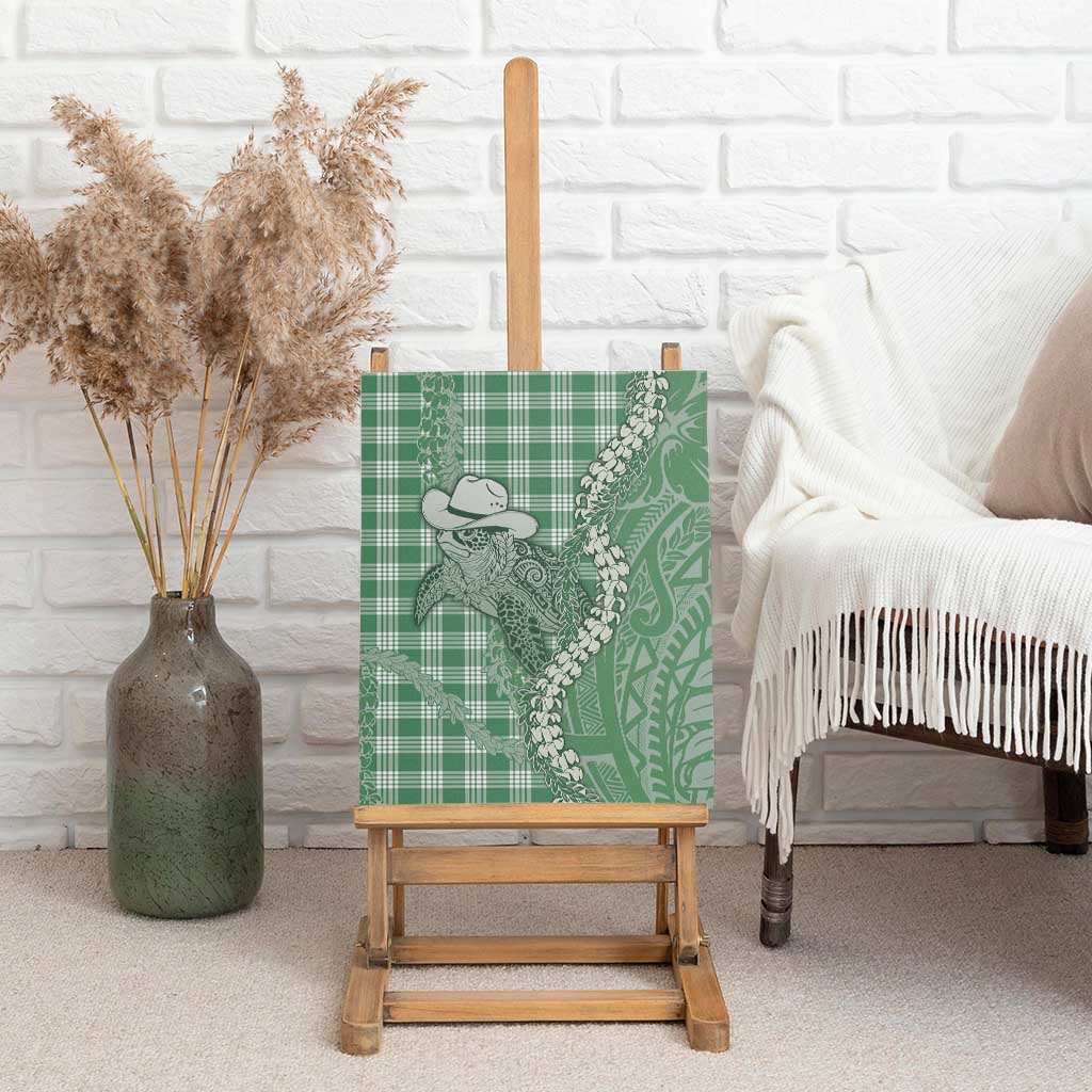 Green Hawaii Palaka Cowboy Turtle Canvas Wall Art Hawaiian Paniolo Puakenikeni Maile Lei DT05 - Polynesian Pride