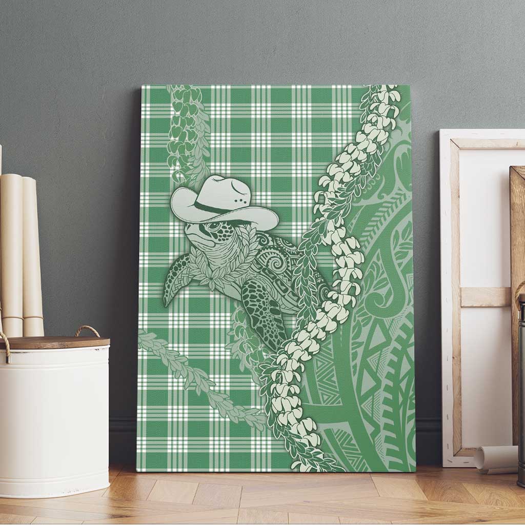 Green Hawaii Palaka Cowboy Turtle Canvas Wall Art Hawaiian Paniolo Puakenikeni Maile Lei DT05 - Polynesian Pride