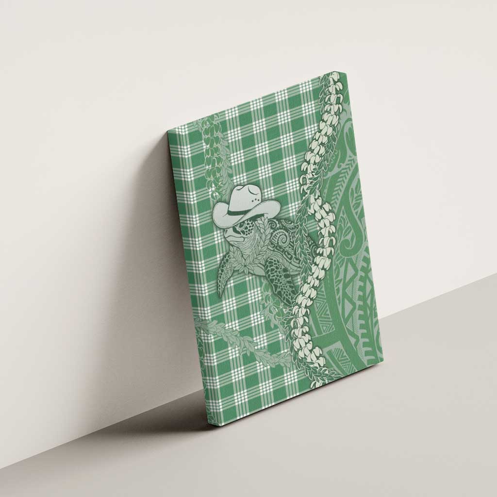 Green Hawaii Palaka Cowboy Turtle Canvas Wall Art Hawaiian Paniolo Puakenikeni Maile Lei DT05 - Polynesian Pride