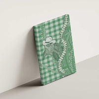 Green Hawaii Palaka Cowboy Turtle Canvas Wall Art Hawaiian Paniolo Puakenikeni Maile Lei DT05 - Polynesian Pride