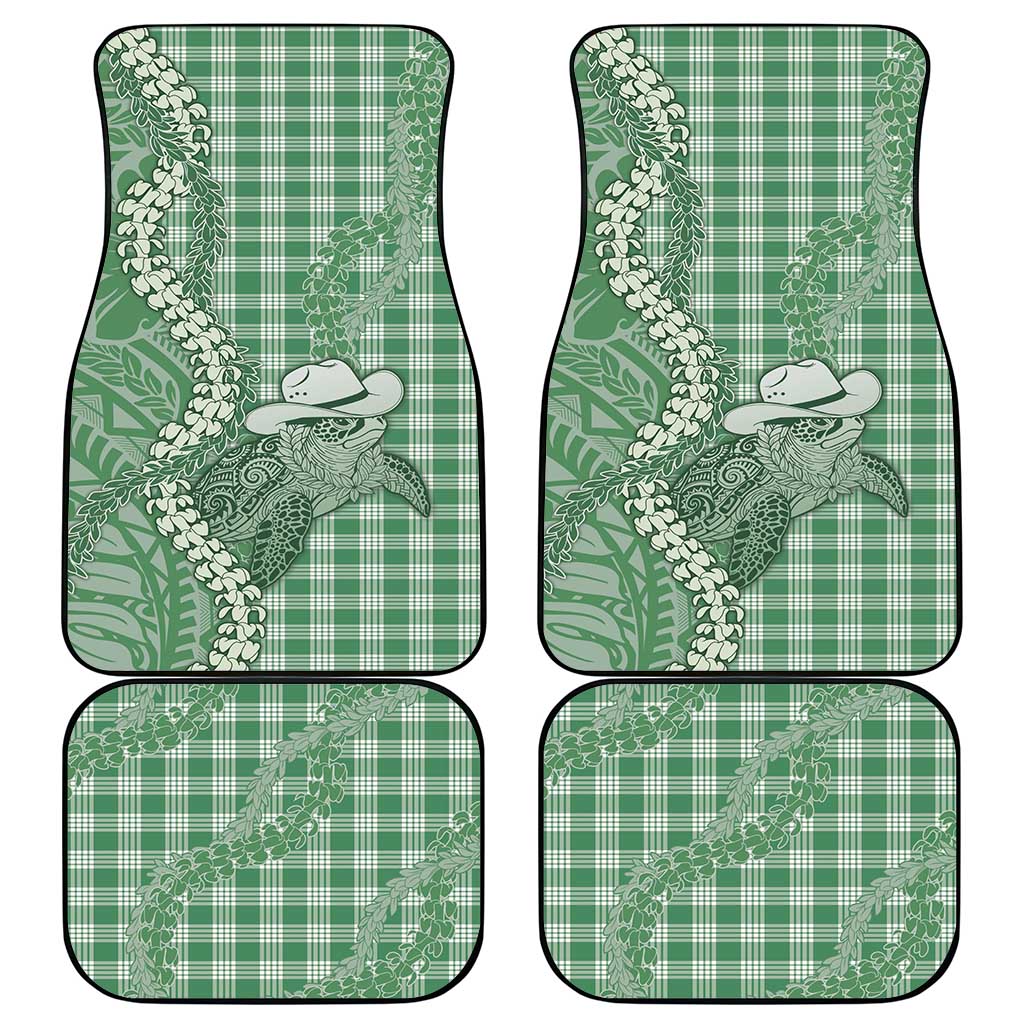 Green Hawaii Palaka Cowboy Turtle Car Mats Hawaiian Paniolo Puakenikeni Maile Lei DT05 - Polynesian Pride