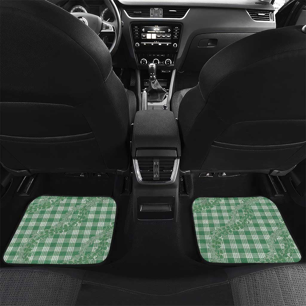 Green Hawaii Palaka Cowboy Turtle Car Mats Hawaiian Paniolo Puakenikeni Maile Lei DT05 Set 2pcs - Back Green - Polynesian Pride