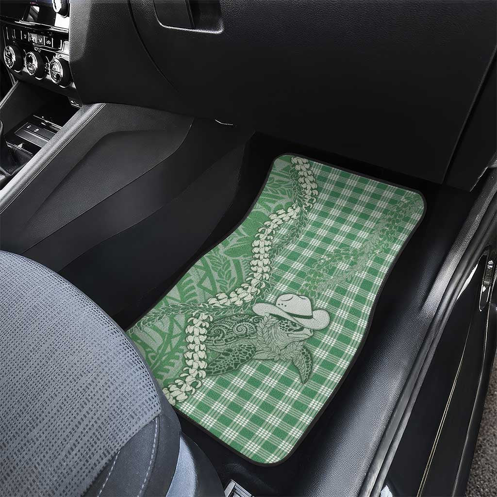 Green Hawaii Palaka Cowboy Turtle Car Mats Hawaiian Paniolo Puakenikeni Maile Lei DT05 - Polynesian Pride