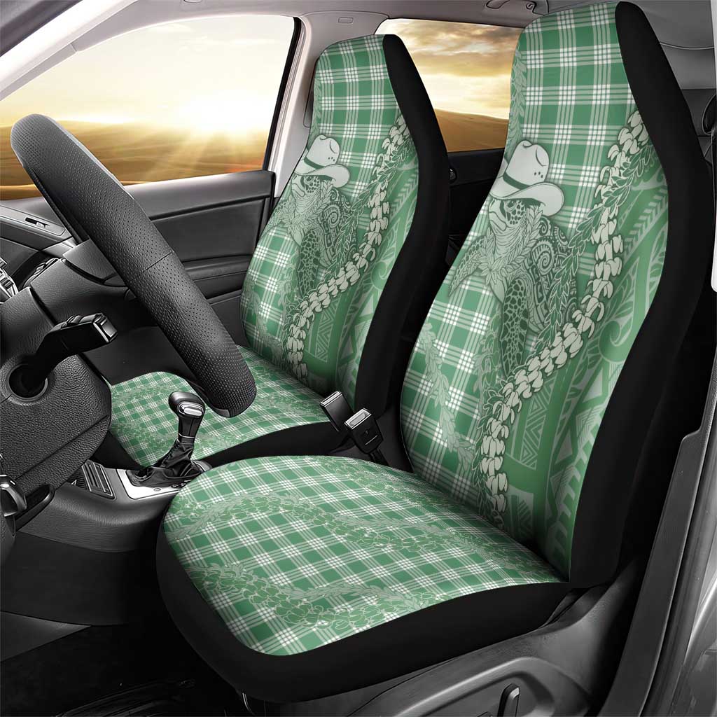 Green Hawaii Palaka Cowboy Turtle Car Seat Cover Hawaiian Paniolo Puakenikeni Maile Lei DT05 - Polynesian Pride