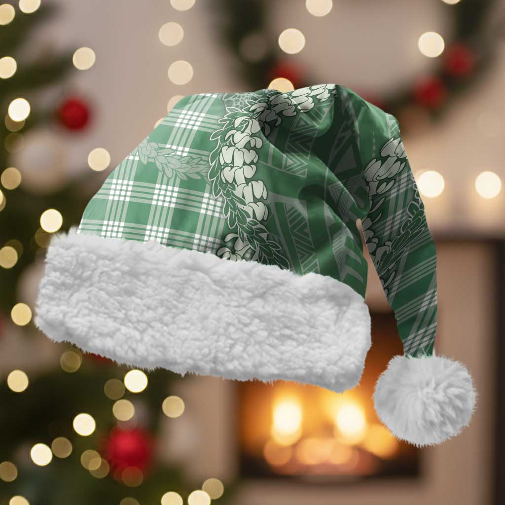 Green Hawaii Palaka Cowboy Turtle Christmas Santa Hat Hawaiian Paniolo Puakenikeni Maile Lei DT05 With Fur Green - Polynesian Pride