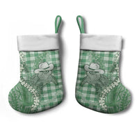 Green Hawaii Palaka Cowboy Turtle Christmas Stocking Hawaiian Paniolo Puakenikeni Maile Lei DT05 - Polynesian Pride
