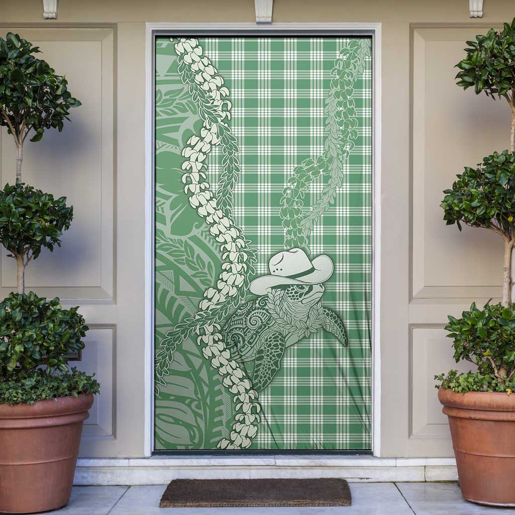 Green Hawaii Palaka Cowboy Turtle Door Cover Hawaiian Paniolo Puakenikeni Maile Lei DT05 Green - Polynesian Pride