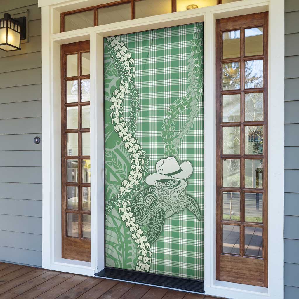 Green Hawaii Palaka Cowboy Turtle Door Cover Hawaiian Paniolo Puakenikeni Maile Lei DT05 - Polynesian Pride