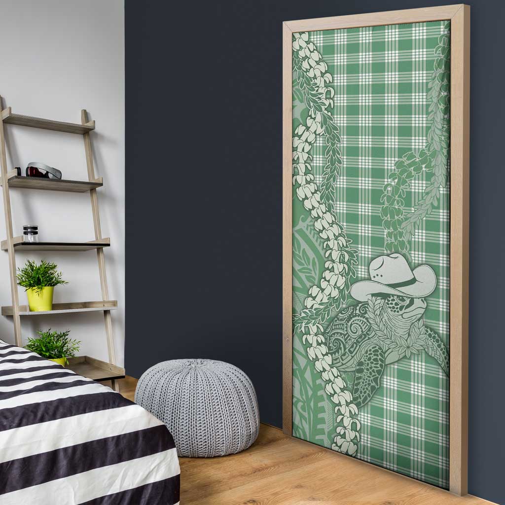 Green Hawaii Palaka Cowboy Turtle Door Cover Hawaiian Paniolo Puakenikeni Maile Lei DT05 - Polynesian Pride