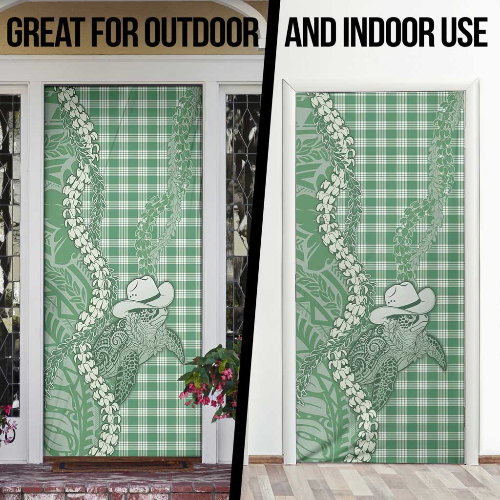 Green Hawaii Palaka Cowboy Turtle Door Cover Hawaiian Paniolo Puakenikeni Maile Lei DT05 - Polynesian Pride