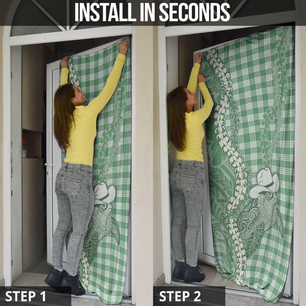 Green Hawaii Palaka Cowboy Turtle Door Cover Hawaiian Paniolo Puakenikeni Maile Lei DT05 - Polynesian Pride