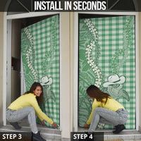 Green Hawaii Palaka Cowboy Turtle Door Cover Hawaiian Paniolo Puakenikeni Maile Lei DT05 - Polynesian Pride