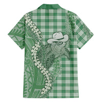 Green Hawaii Palaka Cowboy Turtle Family Matching Mermaid Dress and Hawaiian Shirt Hawaiian Paniolo Puakenikeni Maile Lei DT05 - Polynesian Pride
