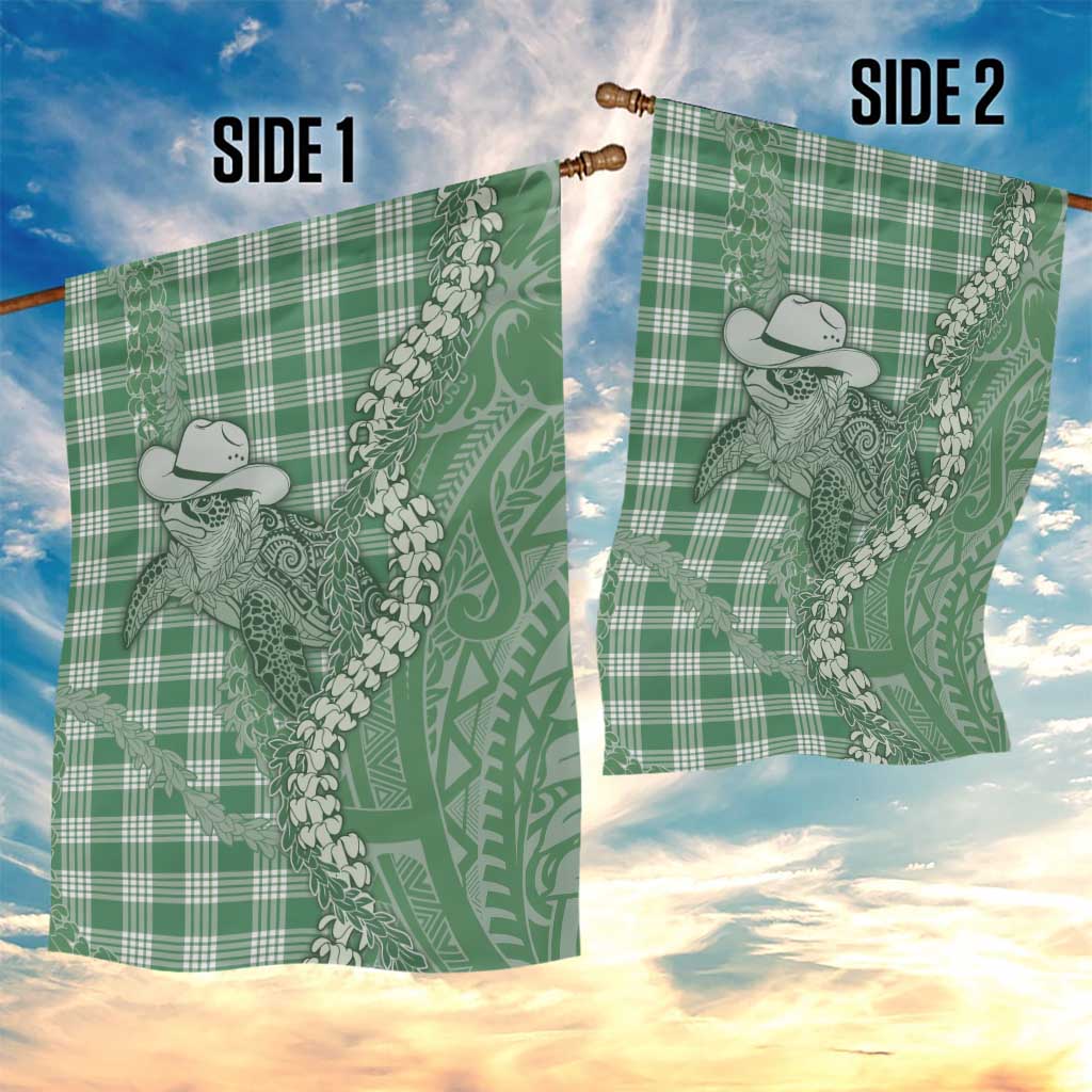 Green Hawaii Palaka Cowboy Turtle Garden Flag Hawaiian Paniolo Puakenikeni Maile Lei DT05 - Polynesian Pride