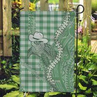 Green Hawaii Palaka Cowboy Turtle Garden Flag Hawaiian Paniolo Puakenikeni Maile Lei DT05 Garden Flag Green - Polynesian Pride