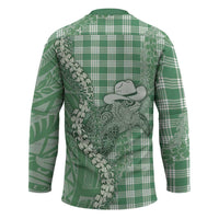 Green Hawaii Palaka Cowboy Turtle Hockey Jersey Hawaiian Paniolo Puakenikeni Maile Lei DT05 - Polynesian Pride