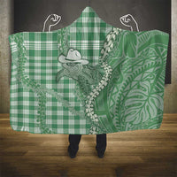 Green Hawaii Palaka Cowboy Turtle Hooded Blanket Hawaiian Paniolo Puakenikeni Maile Lei DT05 - Polynesian Pride