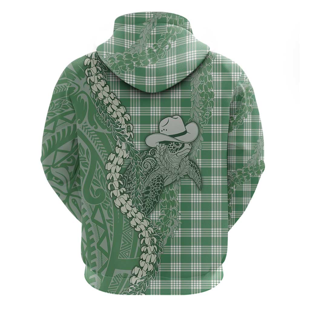 Green Hawaii Palaka Cowboy Turtle Hoodie Hawaiian Paniolo Puakenikeni Maile Lei DT05 - Polynesian Pride
