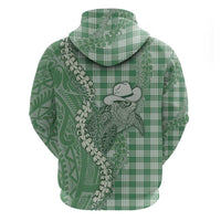 Green Hawaii Palaka Cowboy Turtle Hoodie Hawaiian Paniolo Puakenikeni Maile Lei DT05 - Polynesian Pride