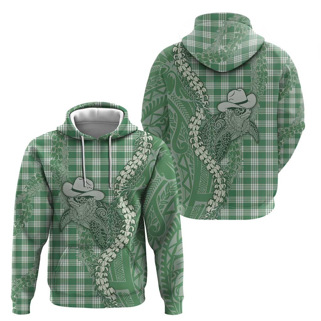 Green Hawaii Palaka Cowboy Turtle Hoodie Hawaiian Paniolo Puakenikeni Maile Lei DT05 - Polynesian Pride