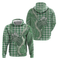 Green Hawaii Palaka Cowboy Turtle Hoodie Hawaiian Paniolo Puakenikeni Maile Lei DT05 - Polynesian Pride