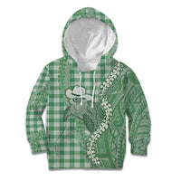 Green Hawaii Palaka Cowboy Turtle Kid Hoodie Hawaiian Paniolo Puakenikeni Maile Lei DT05 Hoodie Green - Polynesian Pride