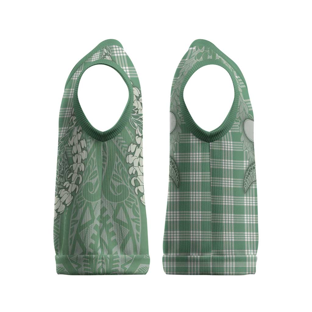Green Hawaii Palaka Cowboy Turtle Christmas Knitted V-Neck Vest Hawaiian Paniolo Puakenikeni Maile Lei DT05 - Polynesian Pride