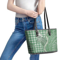 Green Hawaii Palaka Cowboy Turtle Leather Tote Bag Hawaiian Paniolo Puakenikeni Maile Lei DT05 - Polynesian Pride