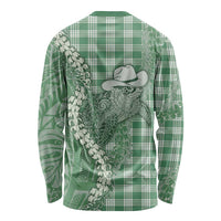 Green Hawaii Palaka Cowboy Turtle Long Sleeve Shirt Hawaiian Paniolo Puakenikeni Maile Lei DT05 - Polynesian Pride