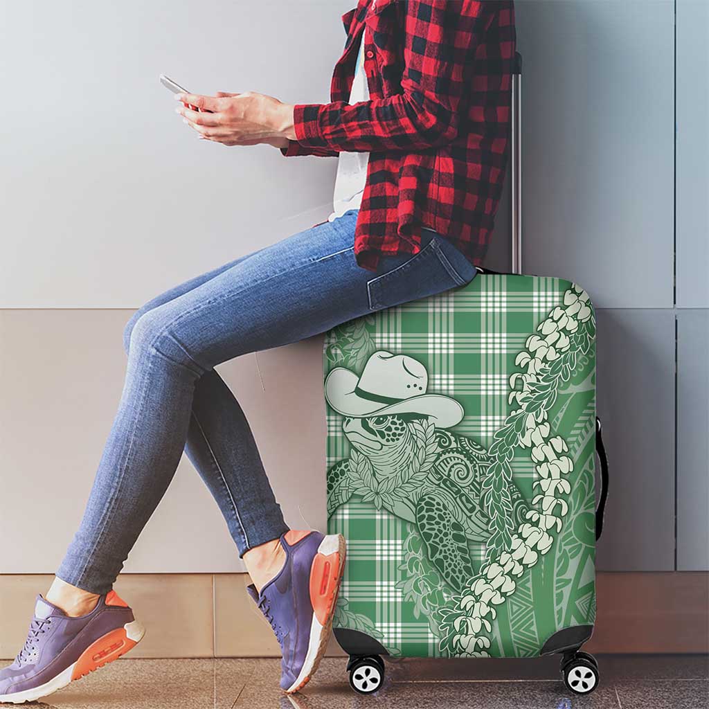 Green Hawaii Palaka Cowboy Turtle Luggage Cover Hawaiian Paniolo Puakenikeni Maile Lei DT05 - Polynesian Pride