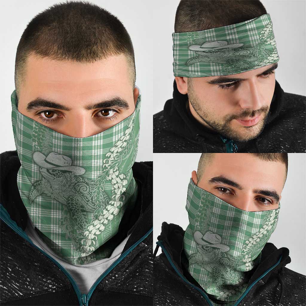 Green Hawaii Palaka Cowboy Turtle Neck Gaiter Hawaiian Paniolo Puakenikeni Maile Lei DT05 - Polynesian Pride