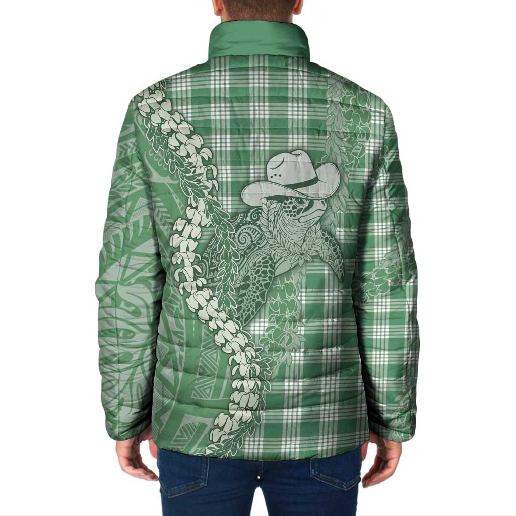 Green Hawaii Palaka Cowboy Turtle Padded Jacket Hawaiian Paniolo Puakenikeni Maile Lei DT05 - Polynesian Pride