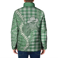 Green Hawaii Palaka Cowboy Turtle Padded Jacket Hawaiian Paniolo Puakenikeni Maile Lei DT05 - Polynesian Pride