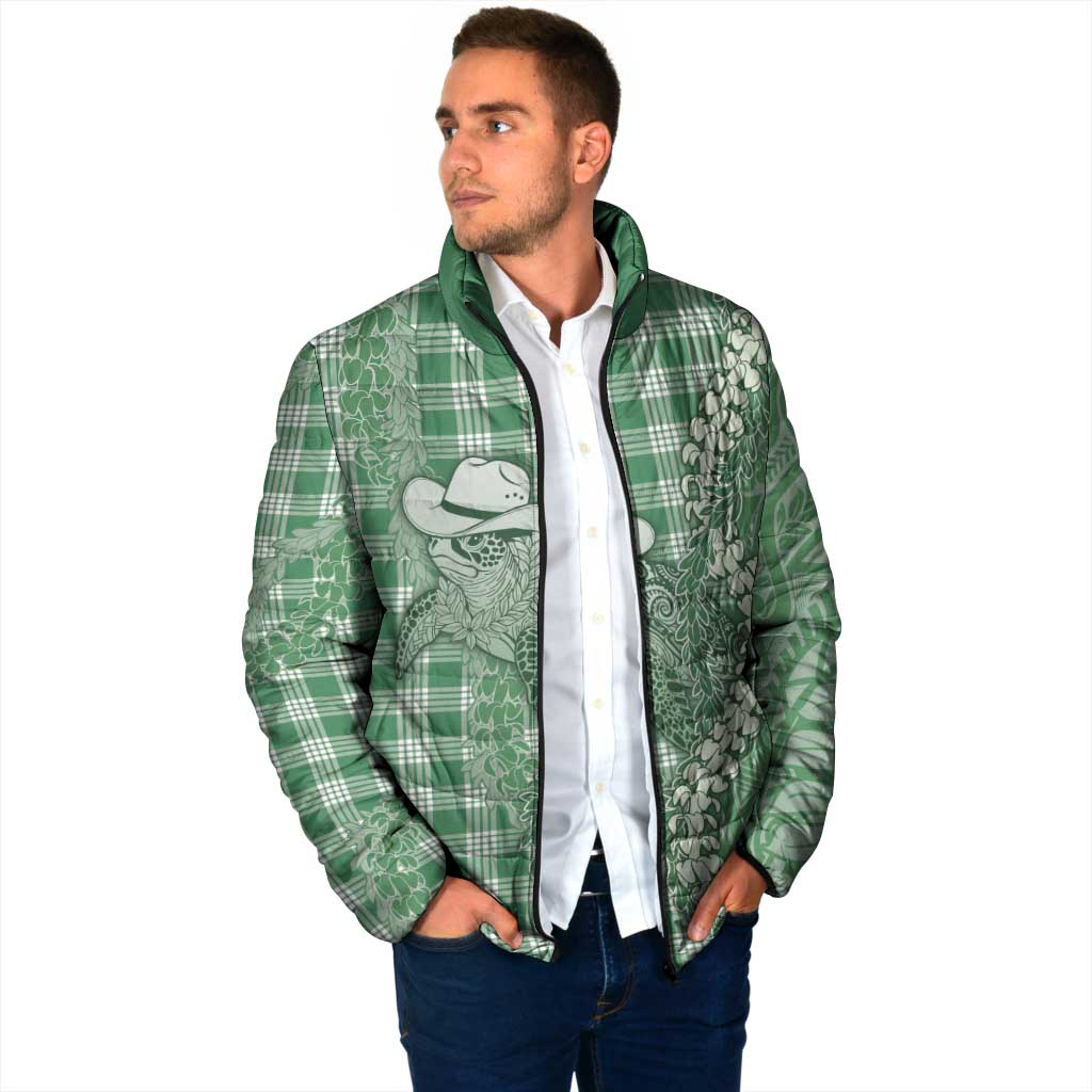 Green Hawaii Palaka Cowboy Turtle Padded Jacket Hawaiian Paniolo Puakenikeni Maile Lei DT05 - Polynesian Pride