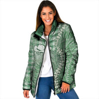Green Hawaii Palaka Cowboy Turtle Padded Jacket Hawaiian Paniolo Puakenikeni Maile Lei DT05 Women Green - Polynesian Pride