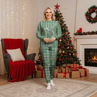Green Hawaii Palaka Cowboy Turtle Christmas Pajama Set Hawaiian Paniolo Puakenikeni Maile Lei DT05 Women Green - Polynesian Pride