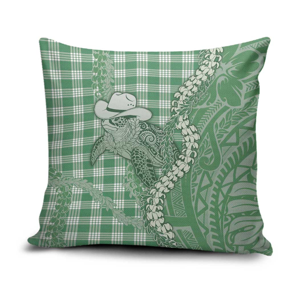 Green Hawaii Palaka Cowboy Turtle Pillow Cover Hawaiian Paniolo Puakenikeni Maile Lei DT05 Green - Polynesian Pride