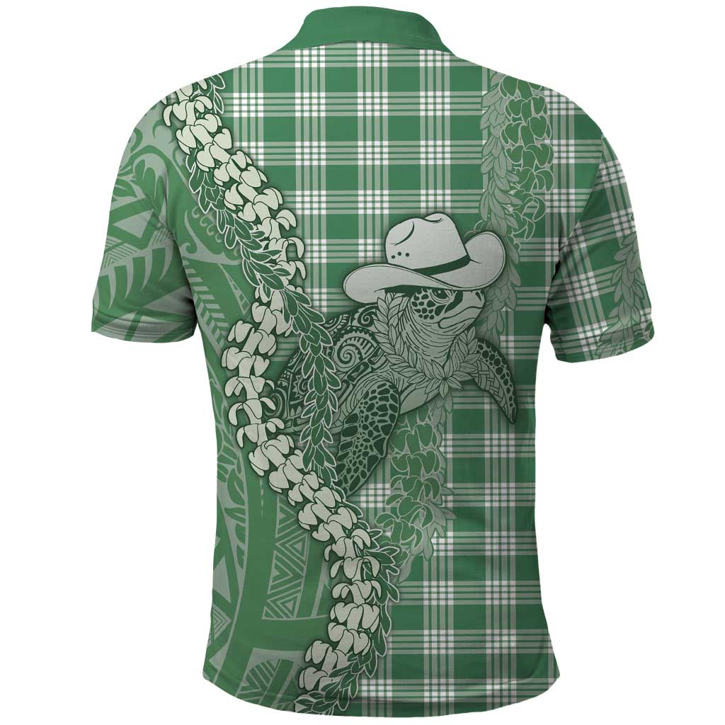 Green Hawaii Palaka Cowboy Turtle Polo Shirt Hawaiian Paniolo Puakenikeni Maile Lei DT05 - Polynesian Pride