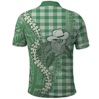 Green Hawaii Palaka Cowboy Turtle Polo Shirt Hawaiian Paniolo Puakenikeni Maile Lei DT05 - Polynesian Pride