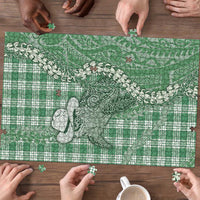 Green Hawaii Palaka Cowboy Turtle Puzzle Hawaiian Paniolo Puakenikeni Maile Lei - Polynesian Pride