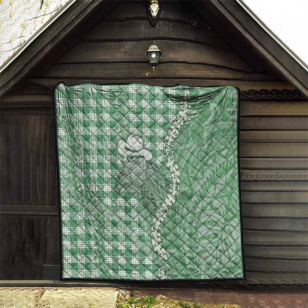 Green Hawaii Palaka Cowboy Turtle Quilt Hawaiian Paniolo Puakenikeni Maile Lei DT05 - Polynesian Pride