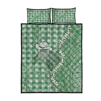 Green Hawaii Palaka Cowboy Turtle Quilt Bed Set Hawaiian Paniolo Puakenikeni Maile Lei DT05 - Polynesian Pride