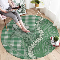 Green Hawaii Palaka Cowboy Turtle Round Carpet Hawaiian Paniolo Puakenikeni Maile Lei DT05 - Polynesian Pride