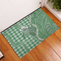 Green Hawaii Palaka Cowboy Turtle Rubber Doormat Hawaiian Paniolo Puakenikeni Maile Lei DT05 - Polynesian Pride