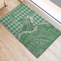 Green Hawaii Palaka Cowboy Turtle Rubber Doormat Hawaiian Paniolo Puakenikeni Maile Lei DT05 - Polynesian Pride