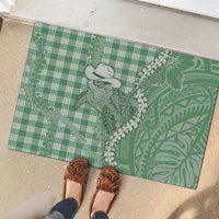 Green Hawaii Palaka Cowboy Turtle Rubber Doormat Hawaiian Paniolo Puakenikeni Maile Lei DT05 - Polynesian Pride