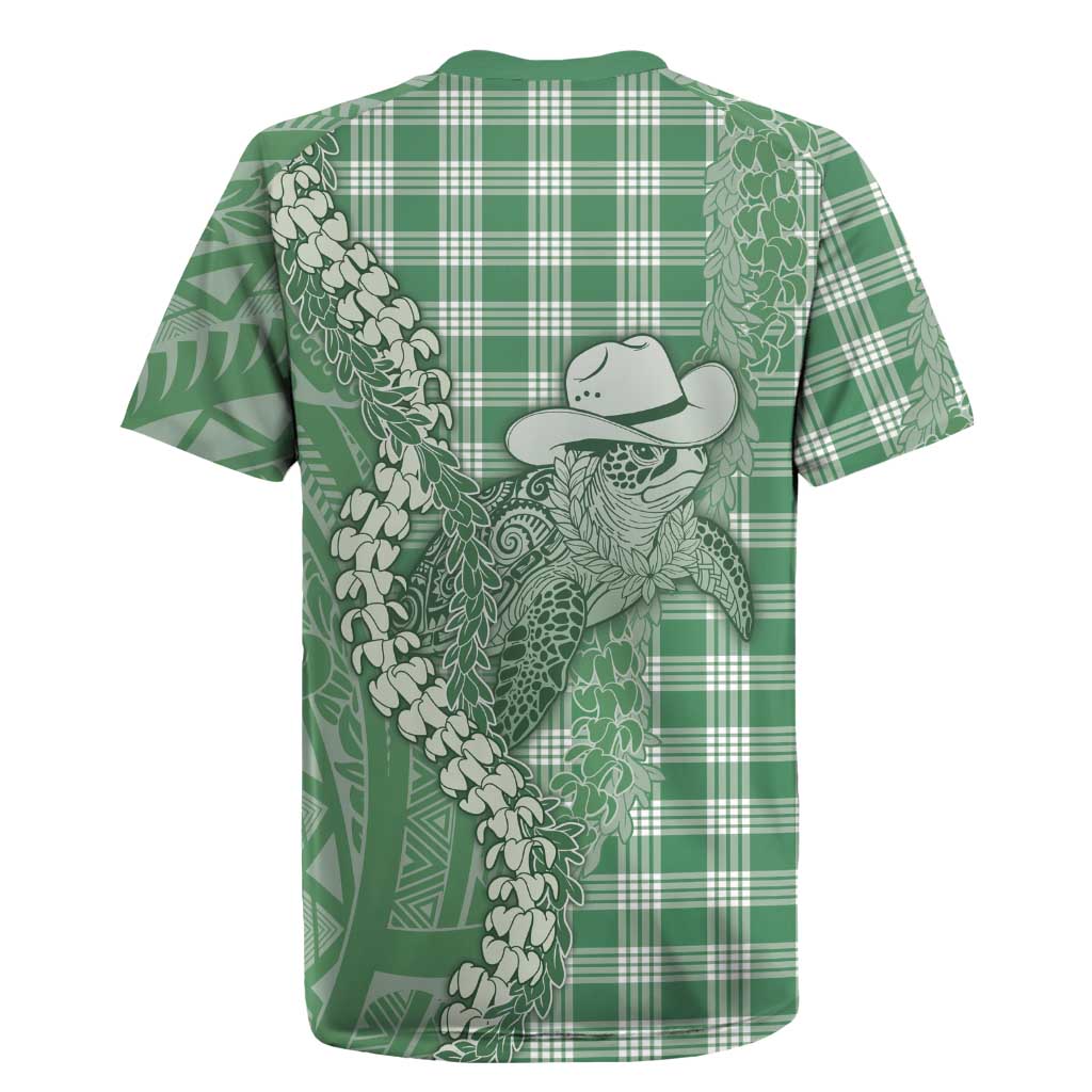 Green Hawaii Palaka Cowboy Turtle Rugby Jersey Hawaiian Paniolo Puakenikeni Maile Lei DT05 - Polynesian Pride
